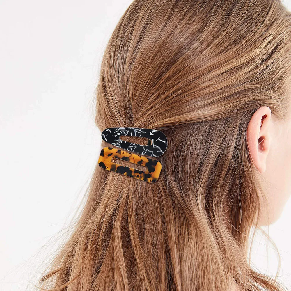 20Pcs Acrylic Resin Hair Clips Fashion Geometric Alligator Barrettes Leopard Pattern Vintage Hair Accessories Hairpins for Women