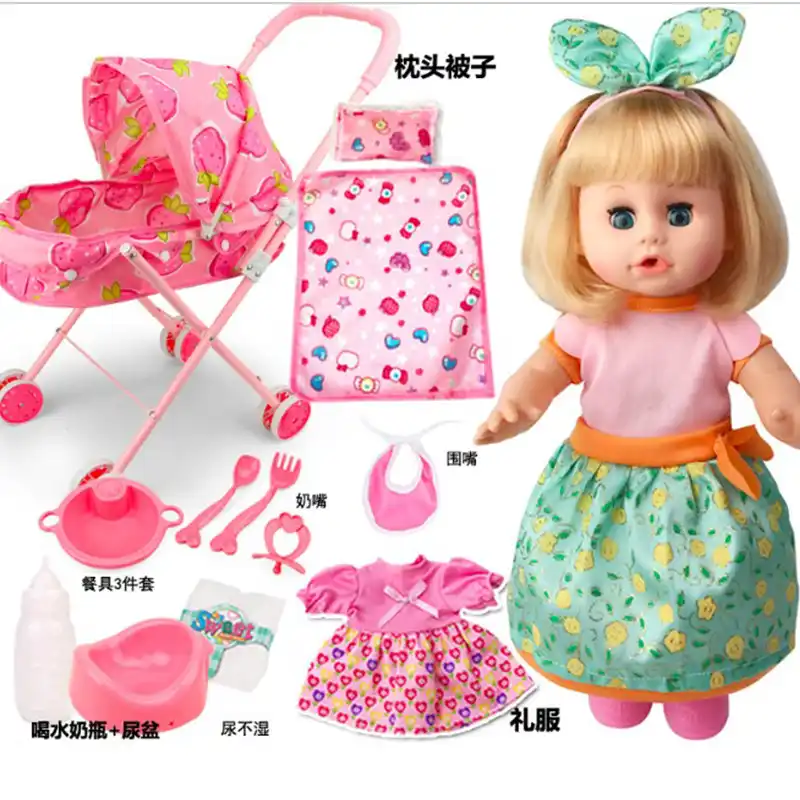 Reborn Poussette Pliable En Vinyle Et Silicone Pour Bebe Sac De Poussette Pour Fille Parlant Jouets De Poupee Cadeaux D Anniversaire Pour Enfants Aliexpress