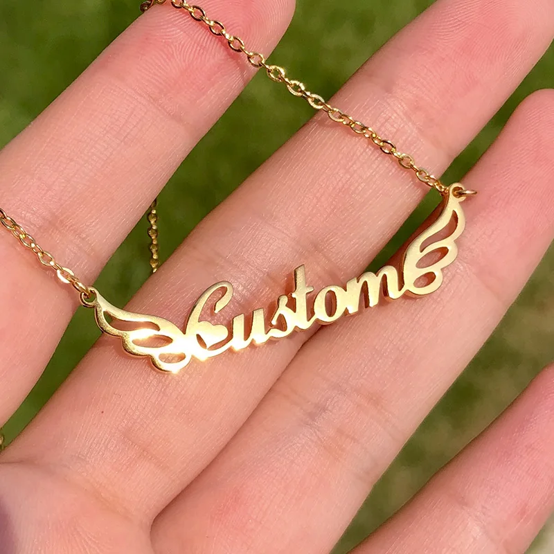 

Custom necklace With Butterfly wing Necklaces For Women Customized Stainless Steel Name Necklace Choker Pendant Nameplat Jewelry