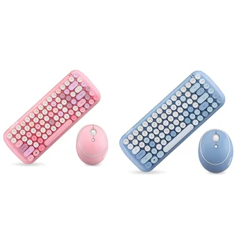 

MOFII Ferris Hand Office Mini Wireless Keyboard and Mouse Set Round Keycap Girl Heart Mixed Color Wireless Keyboard and Mouse