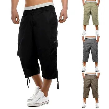 

Men Joggers Shorts Summer 2019 Mens Multi-pocket Military Shorts Male Streetwear Overalls Short Pant Black