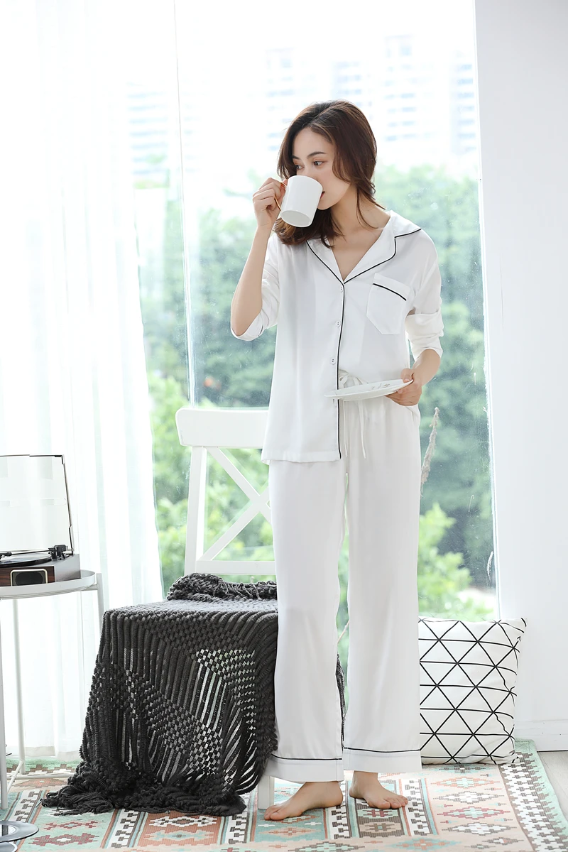 Women's Satin Pajamas Set Long Sleeve