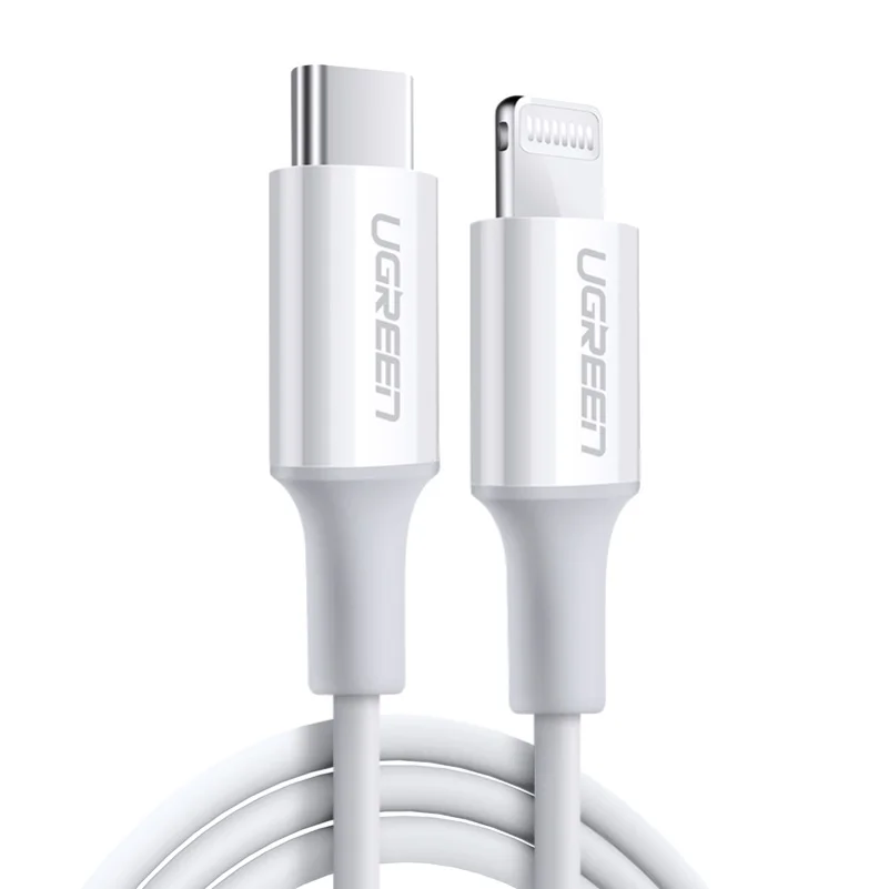 Ugreen apple MFI сертифицированный usb c к lightning зарядный кабель для iPhone xs max xr 8 7 6s plus 5 ipad быстрое зарядное устройство pd кабель короткий - Тип штекера: TPE white