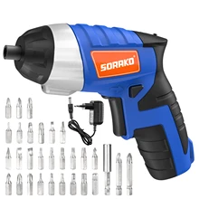 Chave de fenda elétrica, chave de fenda sem fio do torque máximo de sorako 3.5n · m 1300mah 3.6v com 36 acessórios