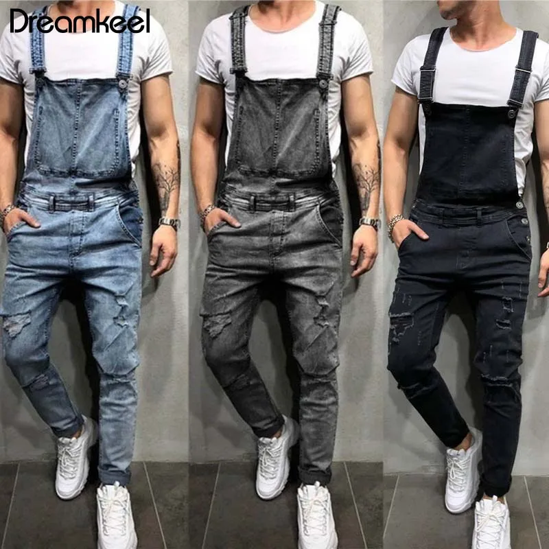

Men Denim Carpenter Overalls Casual Pants 2019 Loose Pants Bib Pants Men's Fashion Hip Hop Jumpsuit Bib Pants Dreamkeeel Brand Y