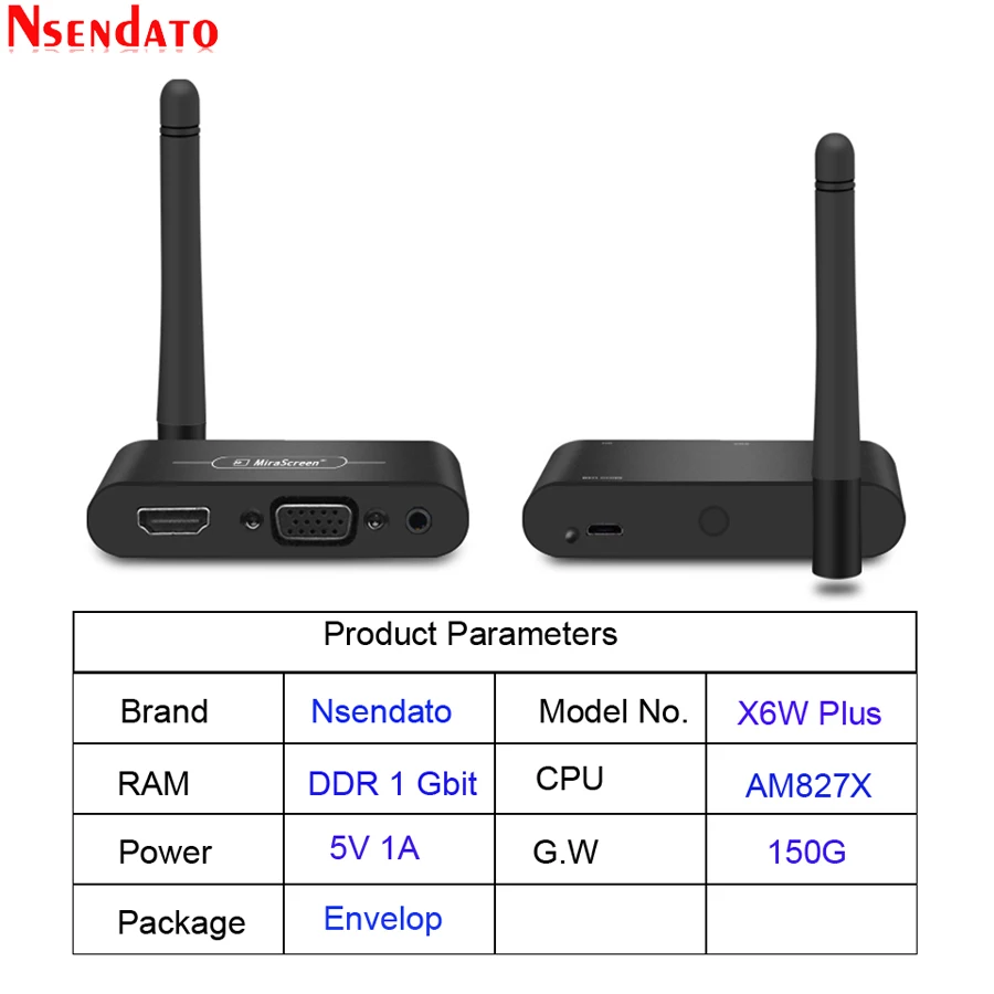 Mirascreen X6w Plus Wireless Miracast 5g 4k Display Tv Stick Adapter 3 In 1 Hd Vga Av 1080p Wifi