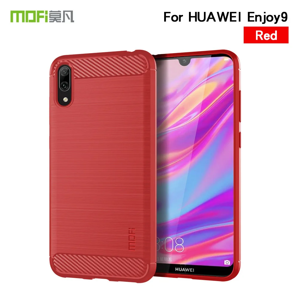 Красный Чехол для телефона MOFI Для huawei Enjoy 9 чехлов защитный силиконовый мягкий модный Задняя накладка чехла из ТПУ Enjoy 9 - Цвет: Красный