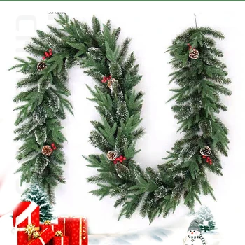 

1/2.7m Green Leaf Garland Christmas Tree Decoration PVC Artificial Flower Pine Tree Vine Rattan for Home Party Xmas Decoration