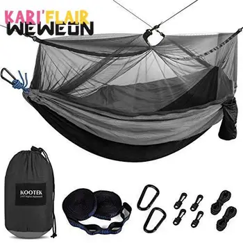 

Camping Hammock Mosquito Net Portable Hammocks Parachute Lightweight Nylon with Tree Straps Outdoor Adventures Backpacking Trips