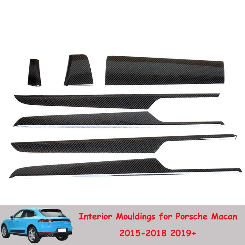 

Внутренние молдинги из настоящего углеродного волокна для Porsche Macan 2015-2018 2019 2020 2021, полосы для внутренней панели дверной панели
