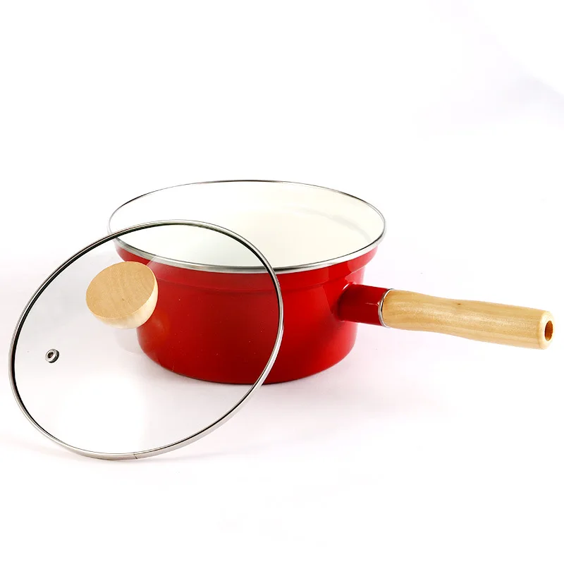  18CM red high quality Soup Pot Saucepan Portable Stockpot Milk Heating Nonstick Cooking Pan Kitchen - 4000210303716