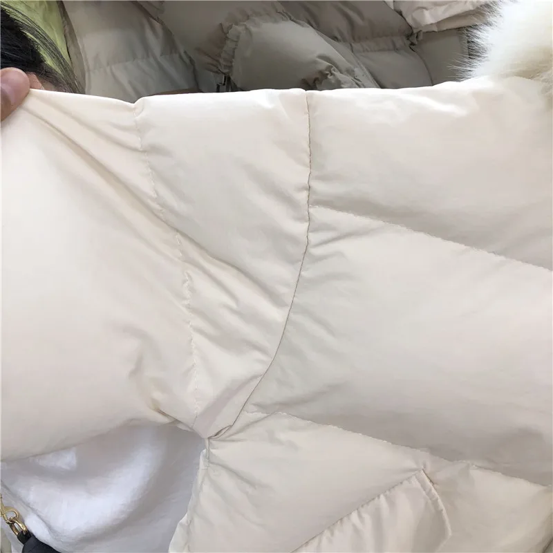 Зимняя женская парка, новая модная однотонная куртка с большим меховым воротником, с капюшоном, с рукавами-колокольчиками, стеганая парка на шнуровке, Женское пальто