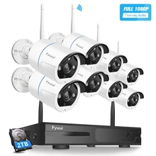 Fyuui 1080P 8CH Беспроводной Wi-Fi видеокамера с Камеры Скрытого видеонаблюдения Системы, H.265+ NVR с 4/8 шт. 2MP пуля Камера 2-М), двусторонняя аудиосвязь, автоматическое соединение