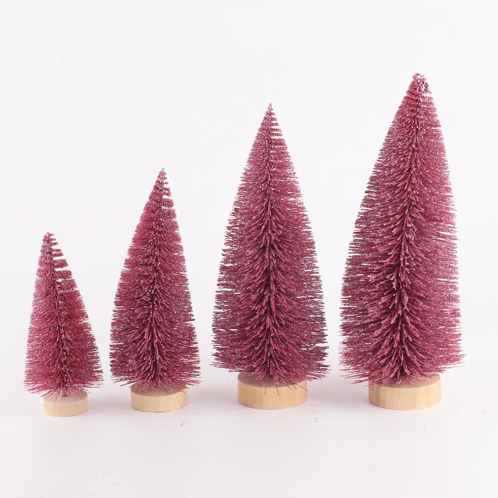New Christmas Decoration Christmas Desktop With Pink Pine Needle Sprinkler Mini Christmas Tree Trees Aliexpress
