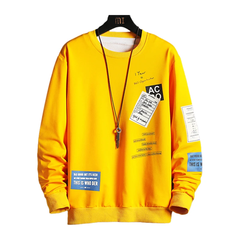 2020 Sonbahar Hoodies Erkekler Ti rt Komik Bask O Boyun Rahat Pamuk 