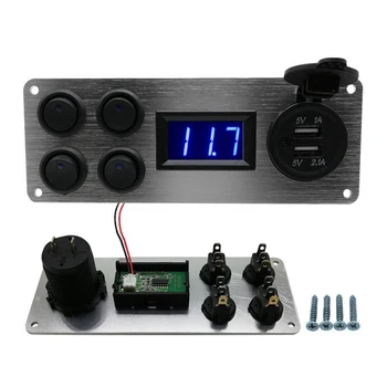 

Hot Refit Universal Campervan Easy Install Useful For Cars Boats Yacht Switch Panel Direct Fit Car Accessories Aluminium 12V/24V