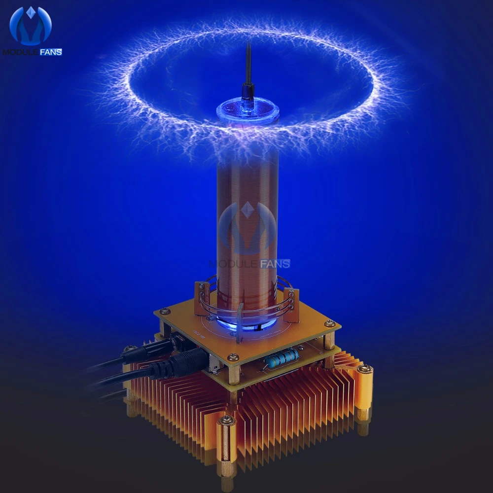 Musical Tesla Coil Music Plasma Speaker DC8-32v Module Golden With Acrylic Shell EU/US Power Plug | Электронные компоненты и