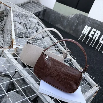 

Crocodile Pattern Vintage Leather Shoulder Bags For Women 2019 Small Cell Phone Handbags and Purses Lady Simple Totes Handbag