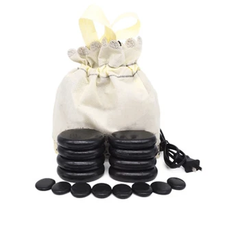 

220V US Plug 20-Piece Spa Massage Hot Basalt Rock Stone Hot Stone Massager Full Body Massage Stone Set Salon SPA, with Heating B
