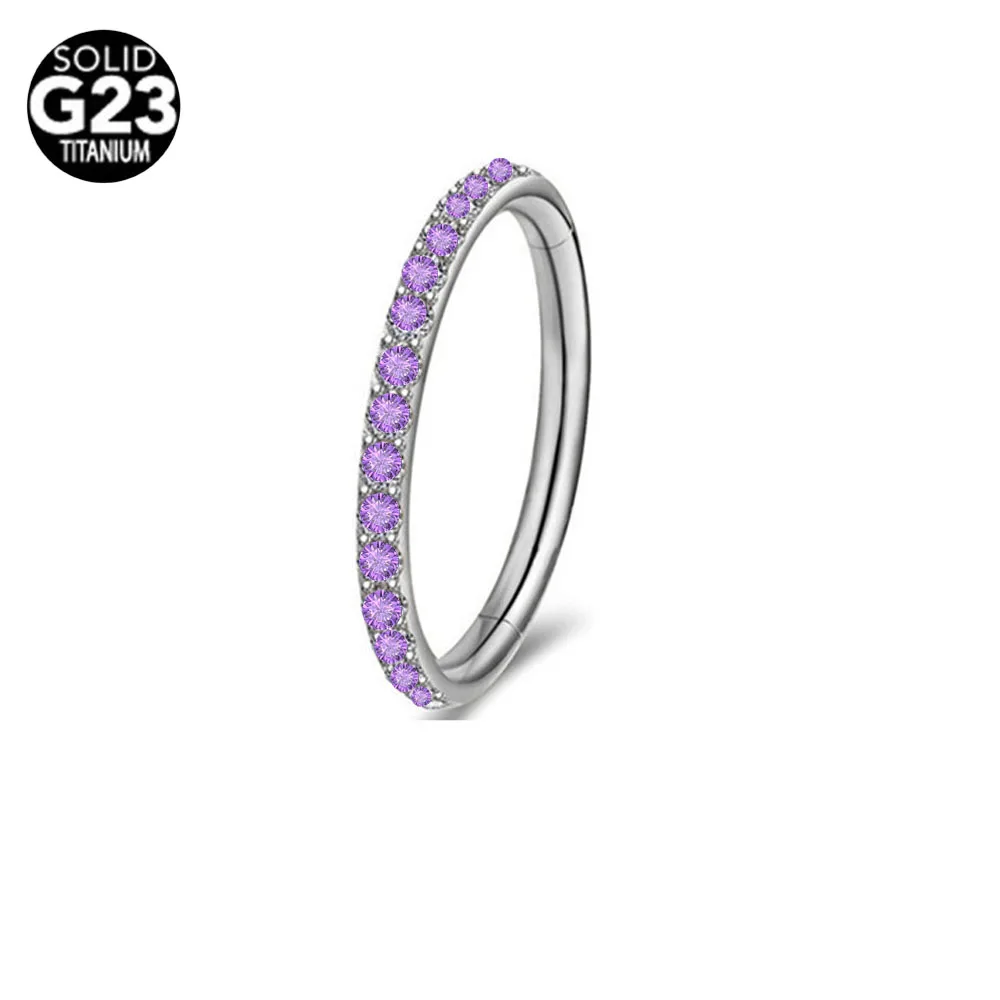 Body Piercing Jewelry G23 Titanium 18/16G 6-12 CZ Septum Clicker Hoop Ring Nose Labret Ear Tragus Cartilage Daith Helix Earring