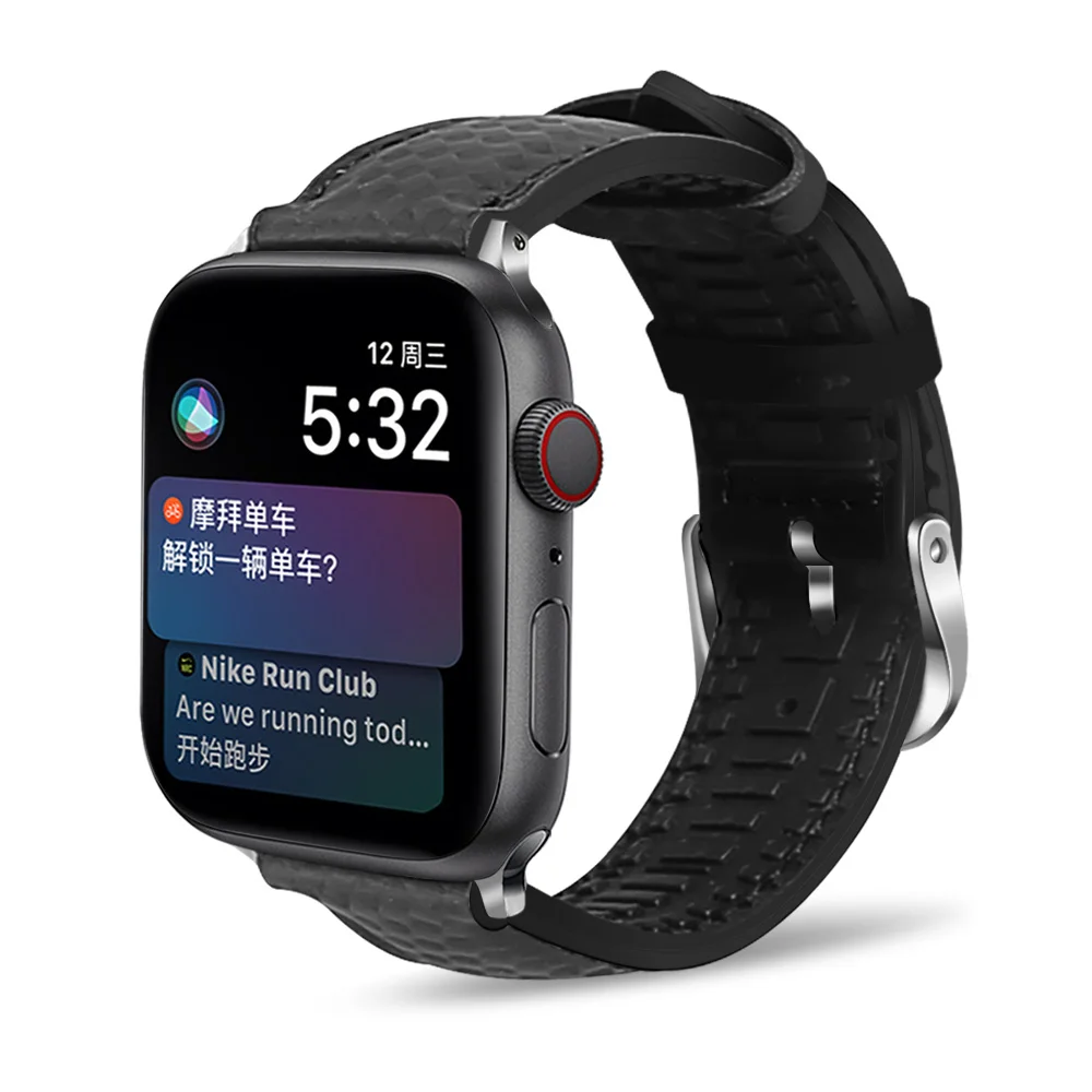 Ремешок для часов для Apple Watch series 5/4/3/2/1 Спорт на открытом воздухе силиконовый кожаный браслет, 42 мм, 38 мм, версия 5 представитель пояса для Аксессуары для iwatch - Цвет ремешка: Black