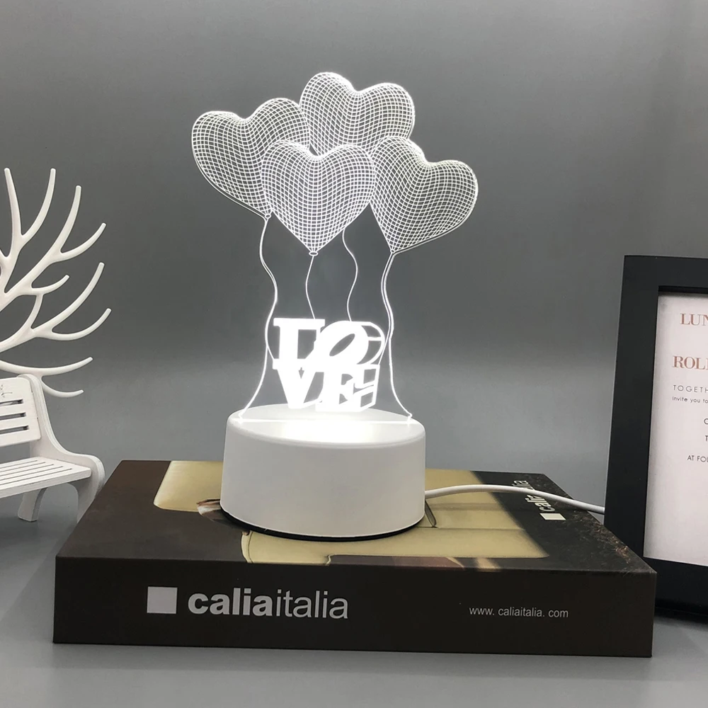 

3D Lamp Romantic Love balloon CHILDREN BEDSIDE LAMP LED Night Light Decorative Table Lamp Valentine's Day Christmas Wife's Gift