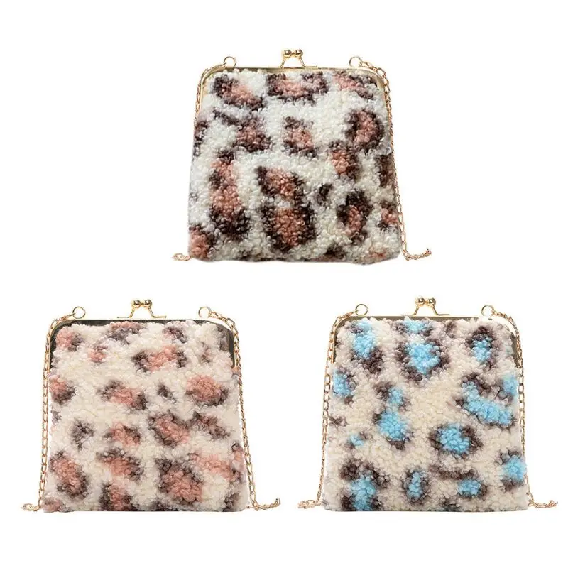 

Fashion Trend Wild Woolen Shoulder Slant Leopard Winter Bag Crossbody Soft Warm