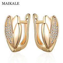 MAIKALE корейские серьги AAA кубический цирконий Новые позолоченные серебряные серьги-гвоздики для женщин гипоаллергенные серьги