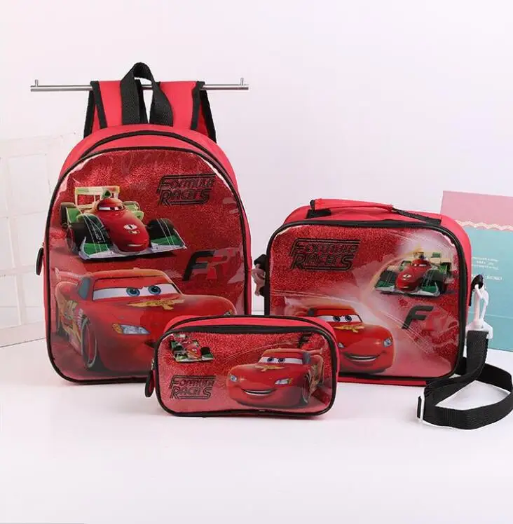 Los niños mochila para jardín de infantes Disney 95 coche Spider-Man Niño de dibujos animados mochila lindo bebé mochila 3 unids/set