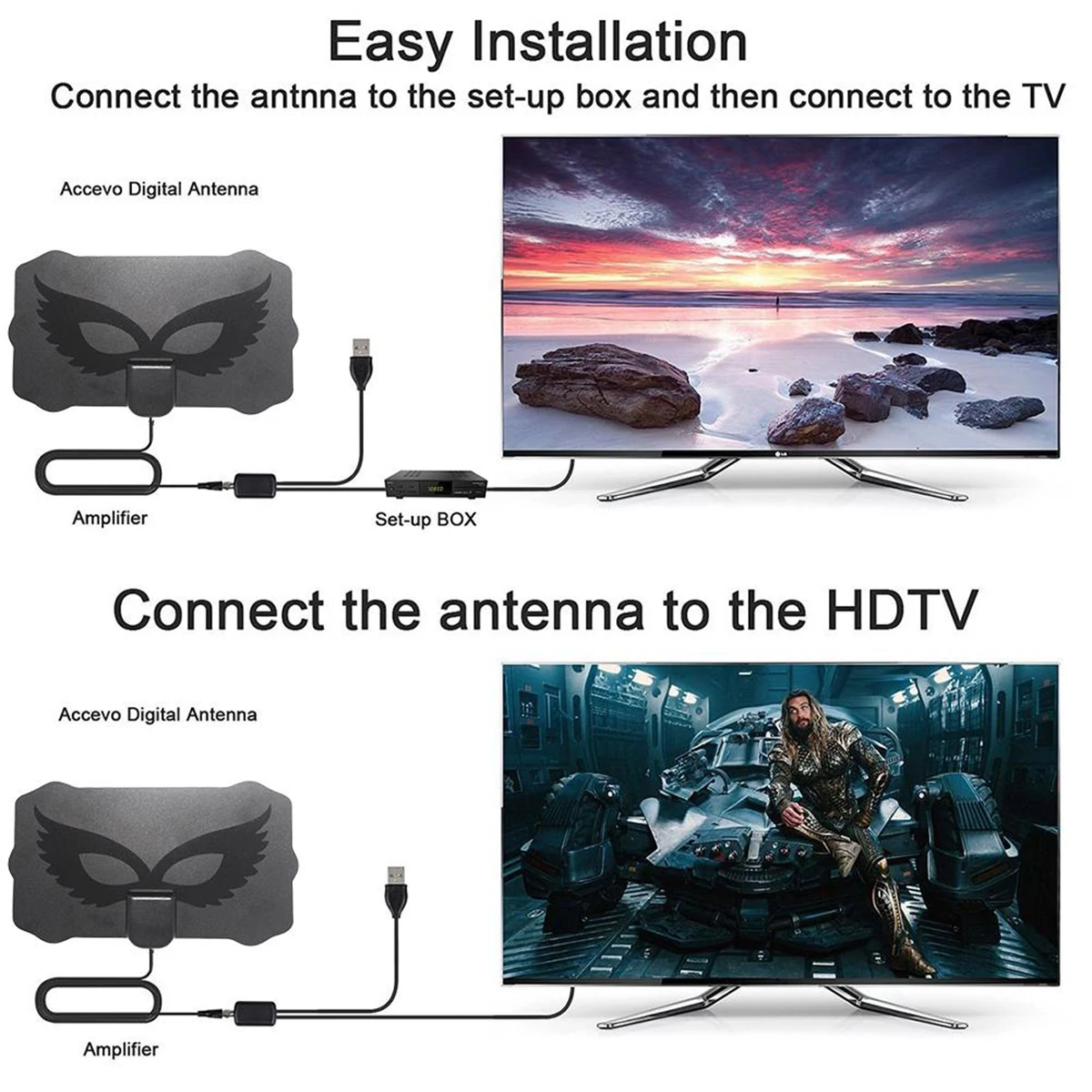 4K 25dB High Gain 1080P Digital Indoor HD TV Antenna With Signal Amplifier 999 Miles Halloween Mask Shape TV Antennas