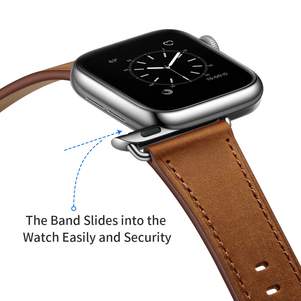 Ремешок для часов из натуральной кожи для Apple Watch 5, 4, ремешок, 40 мм, 44 мм, 38 мм, 42 мм, для женщин и мужчин, металлический ремешок с пряжкой, браслет для iwatch 1, 2, 3