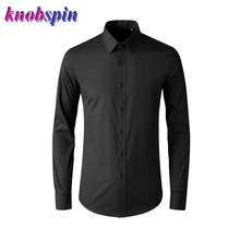 Большие размеры, M-4XL, деловые мужские рубашки с длинным рукавом, тонкая сорочка homme, брендовые качественные хлопковые рубашки для мужчин, повседневные однотонные рубашки