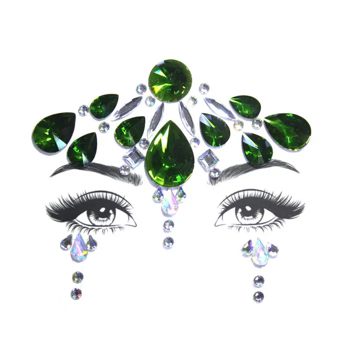 8  Fashion Jewelry Stickers Acrylic Rhinestone Festival Masquerade Party Women Face Sticker  Temporary Tattoo Diy Accessories