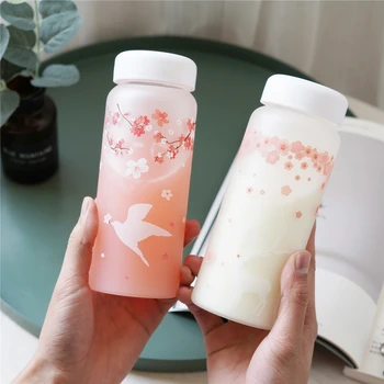 

Creative Sakura Frosted Cup High Borosilicate High Temperature Resistant Glass 400ml Large Capacity Travel Portable Water Bottle