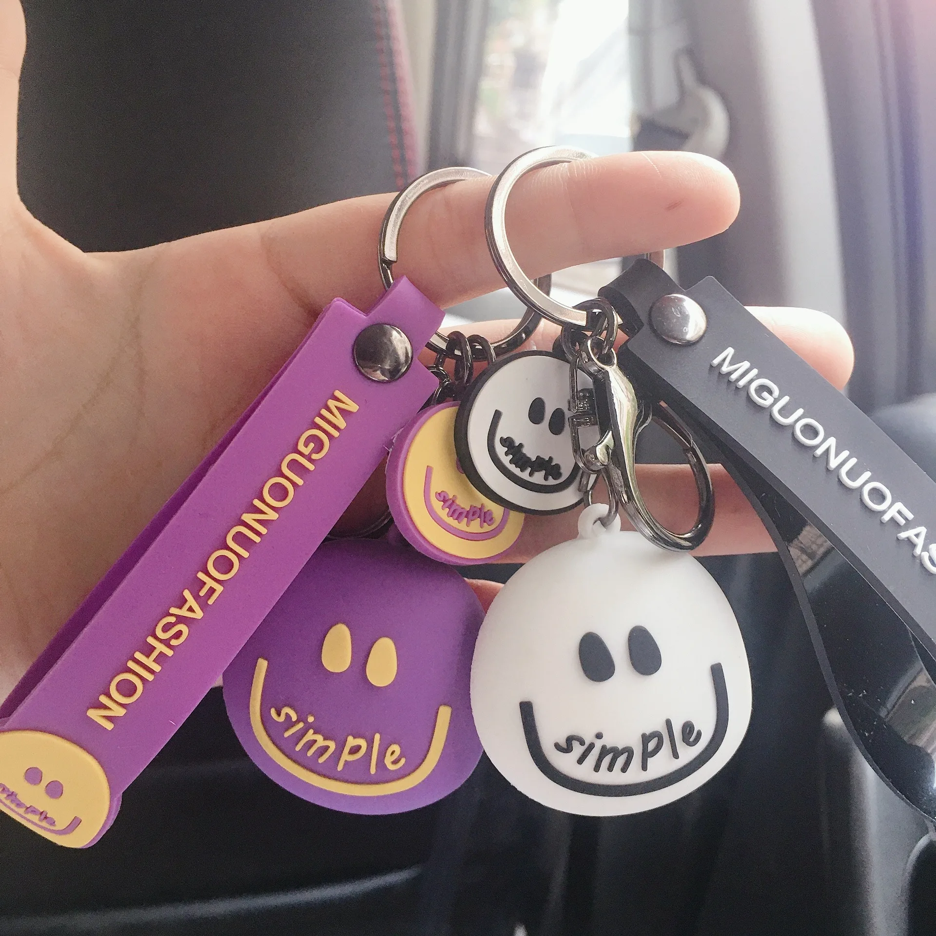 Cute Keychain Lovers Keyring Car Key Chain Women Holder Ring smiley face Wholesale Jewelry Gifts Accessories Party Girl | Украшения и
