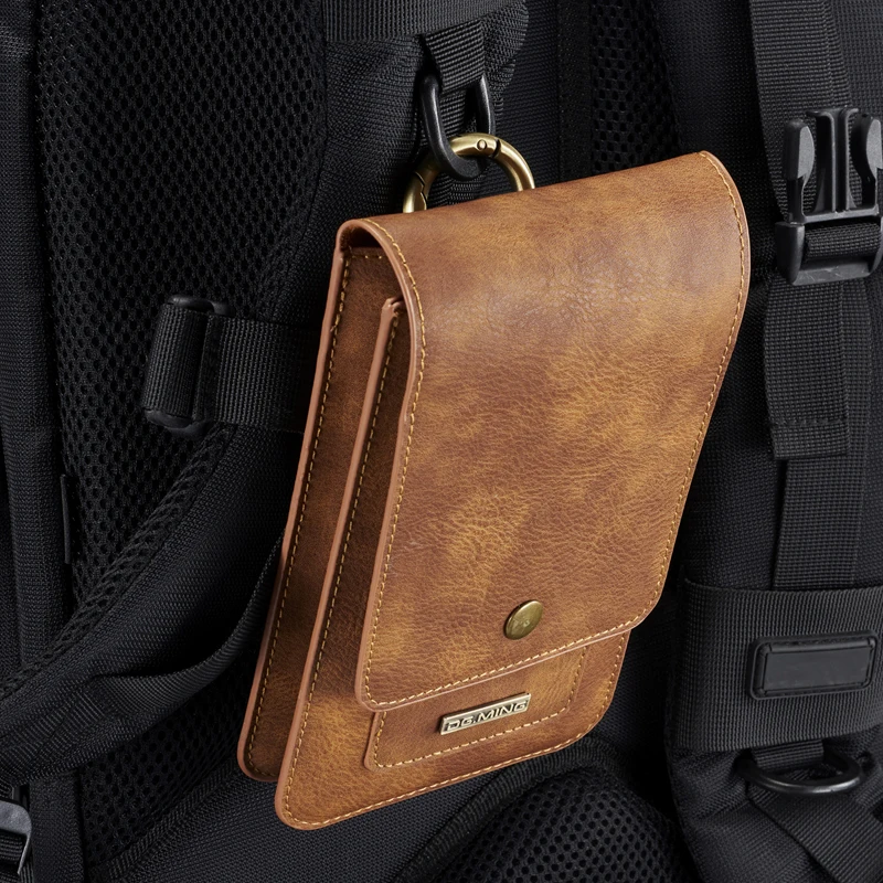 

For iPhone XS XR Leather Case Universal Waist Bag Wallet Genuine Case Flip Retro Sport Cover for Huawei Samsung Xiaomi Cellphone