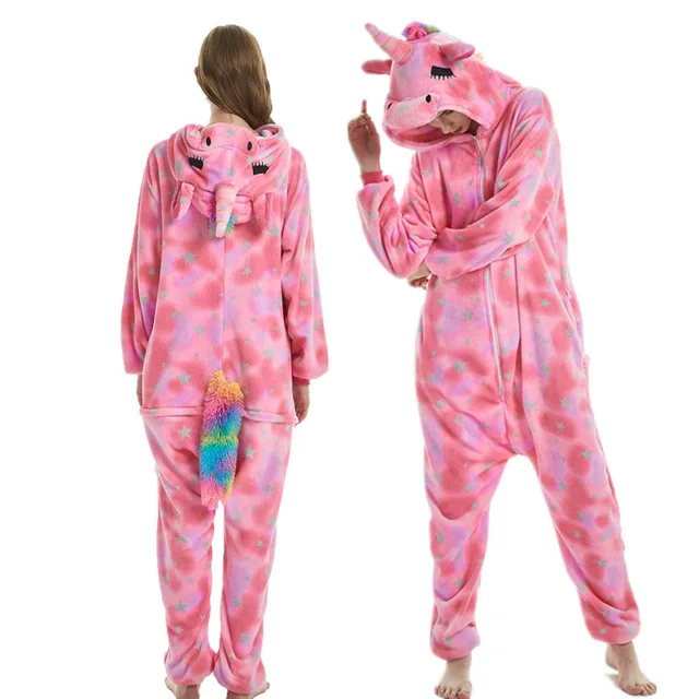 Пижама с единорогом для взрослых и женщин; пижамный комплект с единорогом и животными; комбинезон для костюмированной вечеринки; зимняя одежда для сна; Пижама для детей - Цвет: Panda3