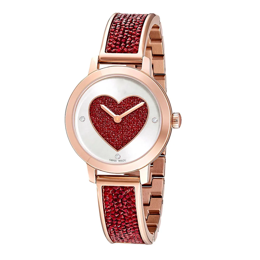 SWA Original New SWA COSMIC ROCK Watch Romantic Love Red Crystal Rose Gold Dial Watch Women's Watch Romantic Jewelry - Цвет: 2