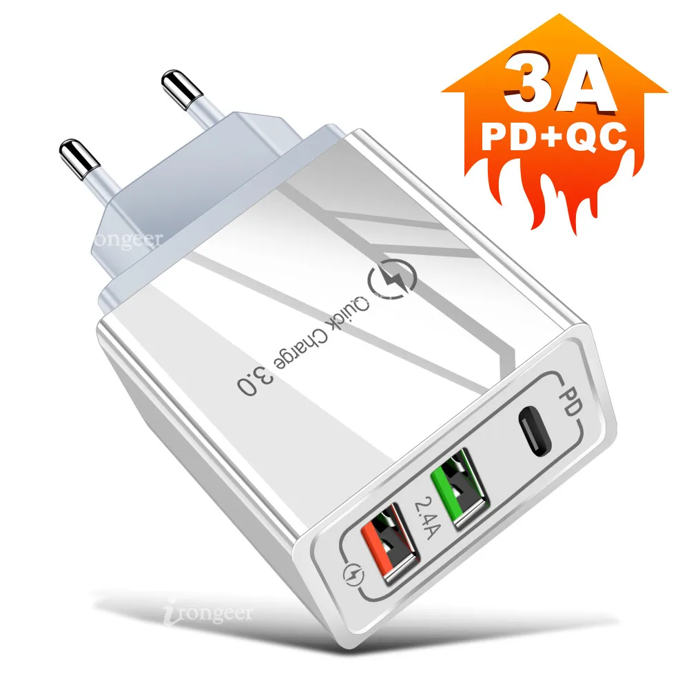 3 порта USB зарядное устройство с PD3.0 быстрое зарядное устройство для iPhone 11 Pro Max Xr 30 Вт Быстрая зарядка 4,0 3,0 FCP SCP для Redmi Note 7 huawei