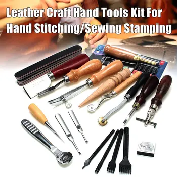 

1 Set Leather Craft Tools Punch Kit Stitching Carving Sewing Saddle Groover Best Price