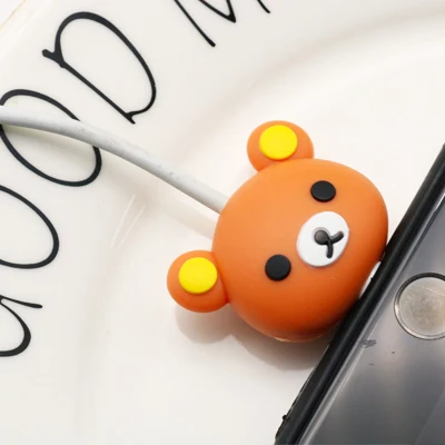 happybear Мультфильм кабель протектор данных кабель провода протектор крышка кабеля для iPhone usb кабель для зарядки для iPhone 7 - Цвет: happybear
