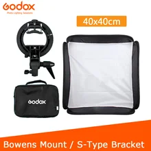 Godox 40X40ซม.Softbox + S Type Bracket Bowensผู้ถือ + ชุดกระเป๋าสำหรับกล้องแฟลช