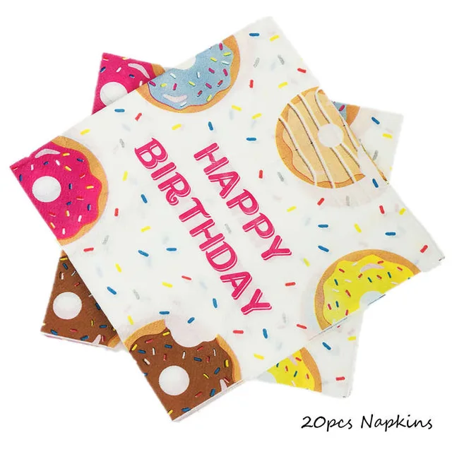 Одноразовая скатерть с пончиком для девочек на день рождения, набор посуды, бумажная тарелка/чашка/салфетки/баннерный пончик, вечерние украшения - Цвет: No.4