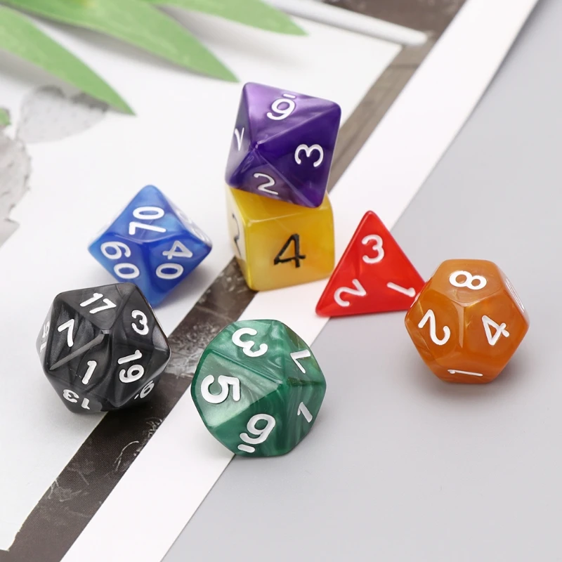 7 шт./компл. многогранные кости для TRPG настольная игра акрил M5TC|Кубики| |