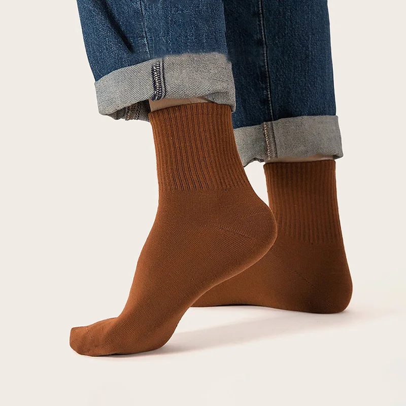 цена 5Pairs/lot Cotton Men's Socks Solid Long Socks Unisex Casual Sport Socks Male Calcetines Medias