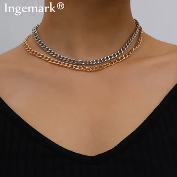 

Punk Multilayer Cuban Choker Necklace for Women Collier Femme Goth Minimalist Mix Color Snake Long Chain Necklace Men Jewelry