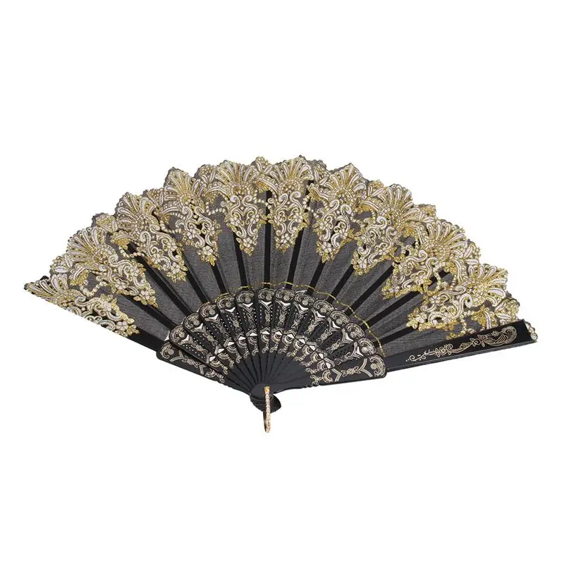 

Large Folding Hand Fan Chinese Style Printed Foldable Fan Festival Gift Performance Fan (Black)