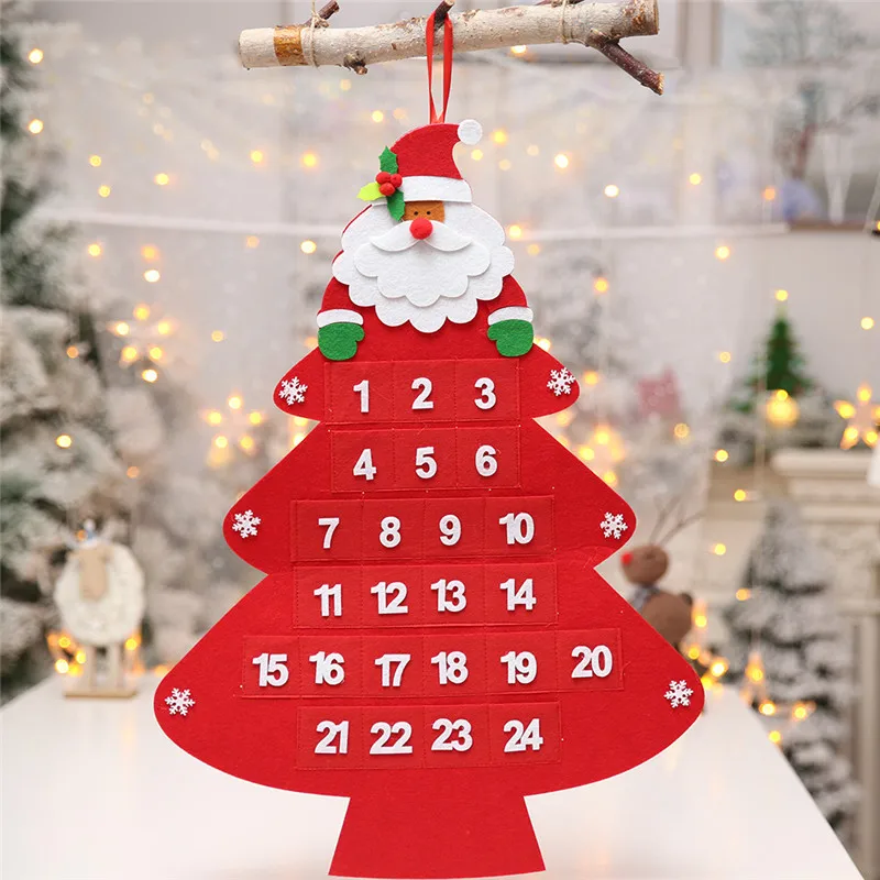 

2019 Christmas Advent Calendar Christmas Tree & House Shape Advent Calendar with Pockets New Year Christmas Decorations for Home