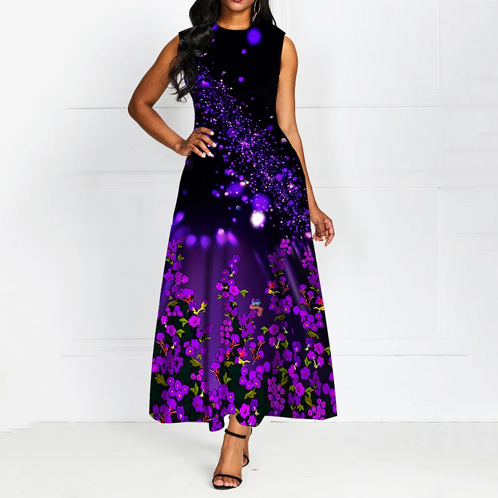 

Floral Print Sleeveless Prom Party Dress Vintage A Line Women Long Maxi Dress Female Spring 2020 Vestidos de fiesta de noche