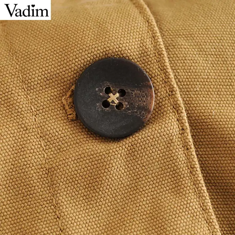 Женское элегантное платье vadim, однотонная Свободная куртка с карманами, длинный рукав, отложной воротник, однобортное пальто, верхняя одежда, шикарные повседневные топы CA580